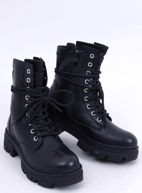 Botki sznurowane glany czarne RQ379 BLACK Botki sznurowane glany czarne RQ379 BLACK