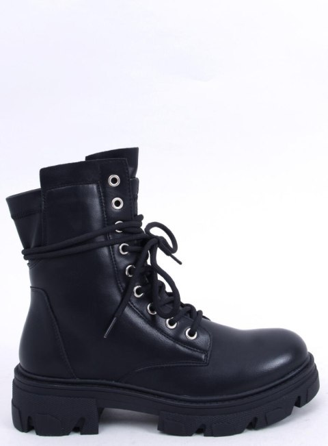 Botki sznurowane glany czarne RQ379 BLACK Botki sznurowane glany czarne RQ379 BLACK