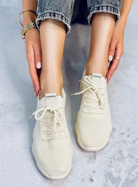 Buty sportowe skarpetkowe beżowe FF-10 BEIGE