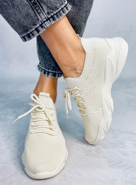 Buty sportowe skarpetkowe beżowe FF-10 BEIGE