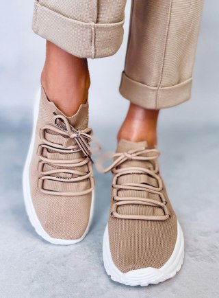 Buty sportowe skarpetkowe beżowe V8043-2 KHAKI