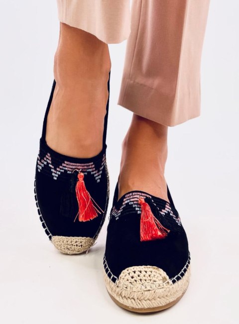 Espadryle boho z frędzlem BIRNA BLACK Espadryle boho z frędzlem BIRNA BLACK
