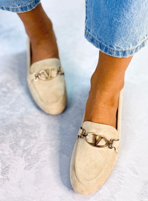 Mokasyny damskie FREDA BEIGE Mokasyny damskie FREDA BEIGE