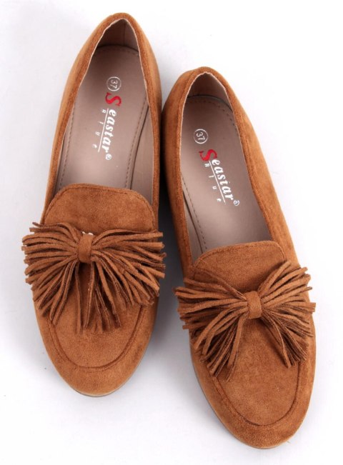 Mokasyny damskie z frędzlami camel T357P CAMEL Mokasyny damskie z frędzlami camel T357P CAMEL