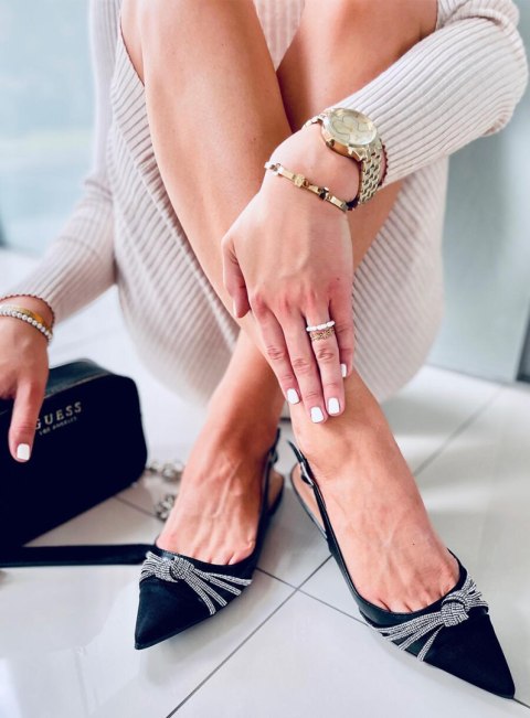 Baleriny z odkrytą piętą chanelki TAYLOR BLACK Baleriny z odkrytą piętą chanelki TAYLOR BLACK