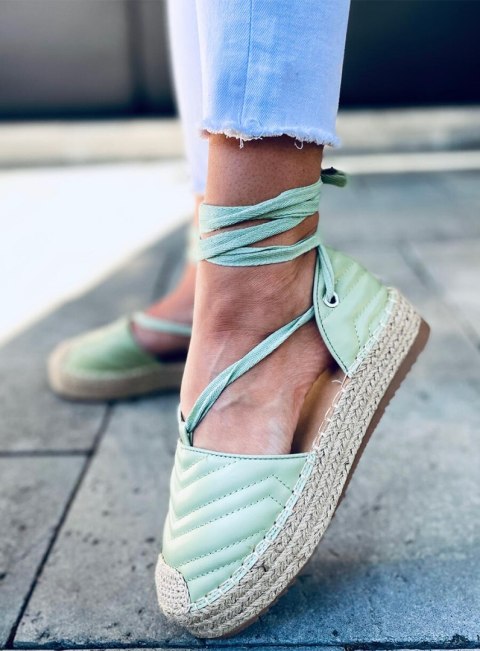 Espadryle wiązane na kostkę FREESIA GREEN