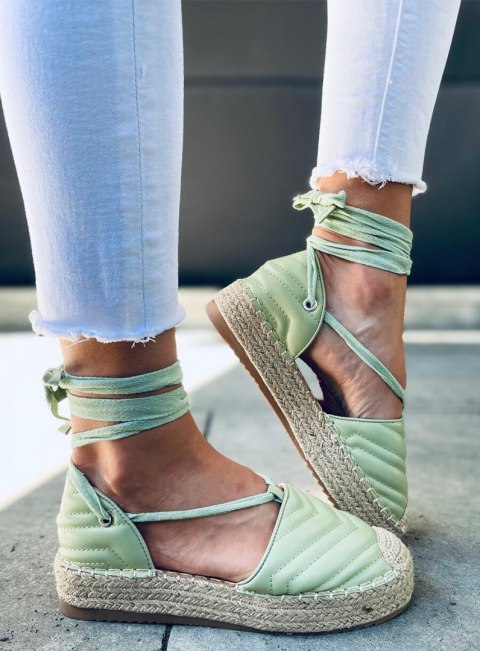 Espadryle wiązane na kostkę FREESIA GREEN