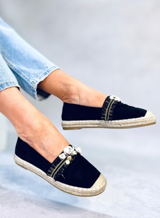 Espadryle z muszelkami LOLA BLACK