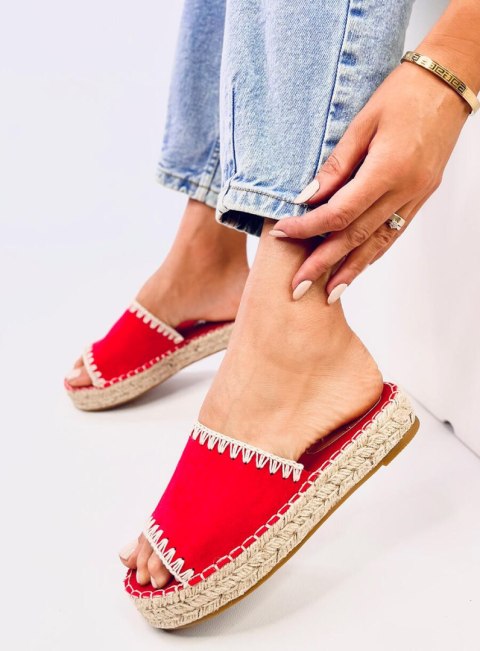 Klapki damskie espadryle LEVEN RED