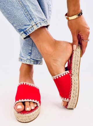 Klapki damskie espadryle LEVEN RED