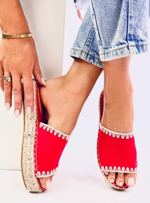 Klapki damskie espadryle LEVEN RED