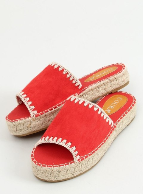 Klapki damskie espadryle LEVEN RED