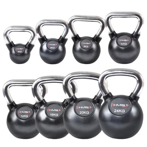 Kettlebell żeliwny uchwyt chrom ogumowany HMS KGC20