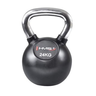 Kettlebell żeliwny uchwyt chrom ogumowany HMS KGC24