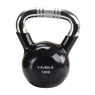 Kettlebell żeliwny uchwyt chrom radełkowany HMS KTC12 BLACK