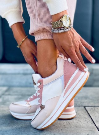 Buty sportowe na ukrytym koturnie BAHAR PINK