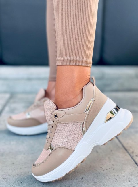 Buty sportowe na ukrytym koturnie DAFNE KHAKI