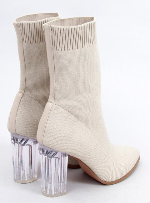 Botki na obcasie skarpetkowe CAROLYN BEIGE Botki na obcasie skarpetkowe CAROLYN BEIGE