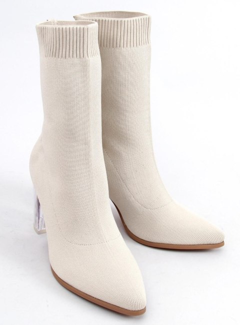 Botki na obcasie skarpetkowe CAROLYN BEIGE Botki na obcasie skarpetkowe CAROLYN BEIGE