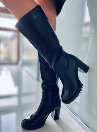 Kozaki na szerokim obcasie ANGIE BLACK