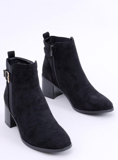 Botki na obcasie CYNDI BLACK SUEDE Botki na obcasie CYNDI BLACK SUEDE
