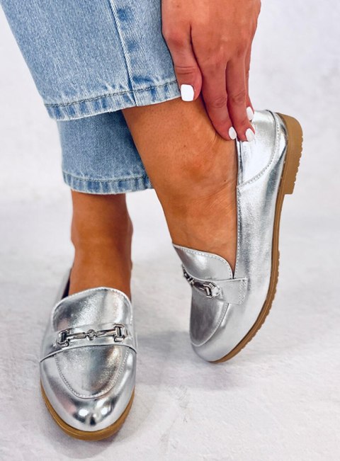 Mokasyny damskie JUSS SILVER Mokasyny damskie JUSS SILVER