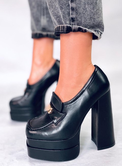 Mokasyny na obcasie AMBRA BLACK Mokasyny na obcasie AMBRA BLACK