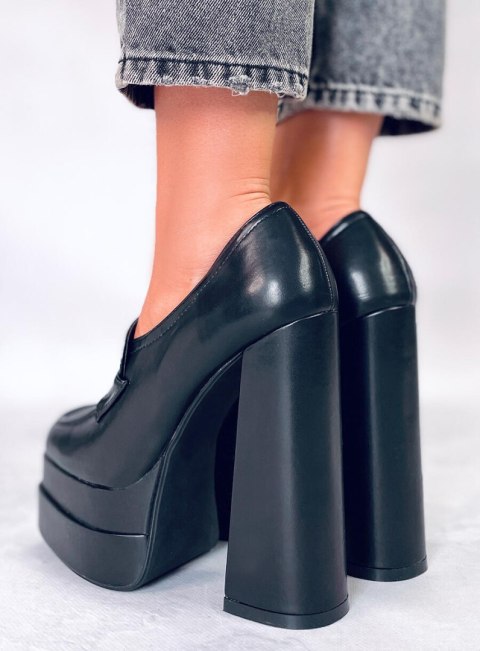 Mokasyny na obcasie AMBRA BLACK Mokasyny na obcasie AMBRA BLACK