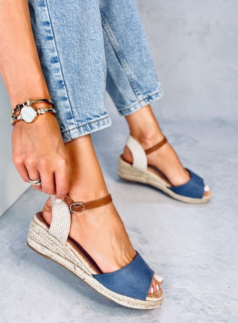 Sandałki espadryle na koturnie EAKES BLUE