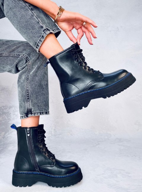 Botki glany na platformie HAMEL BLACK/BLUE Botki glany na platformie HAMEL BLACK/BLUE
