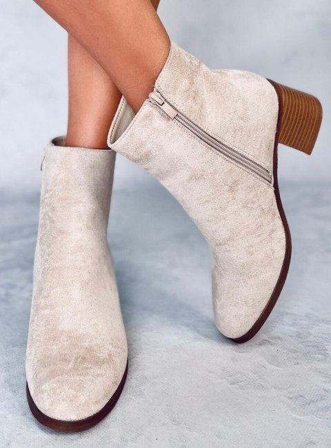 Botki na obcasie klasyczne ANNIE BEIGE Botki na obcasie klasyczne ANNIE BEIGE