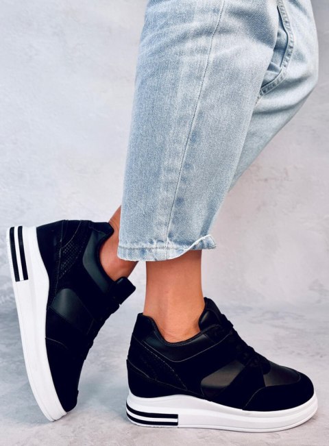 Sneakersy na koturnie RINNO BLACK Sneakersy na koturnie RINNO BLACK