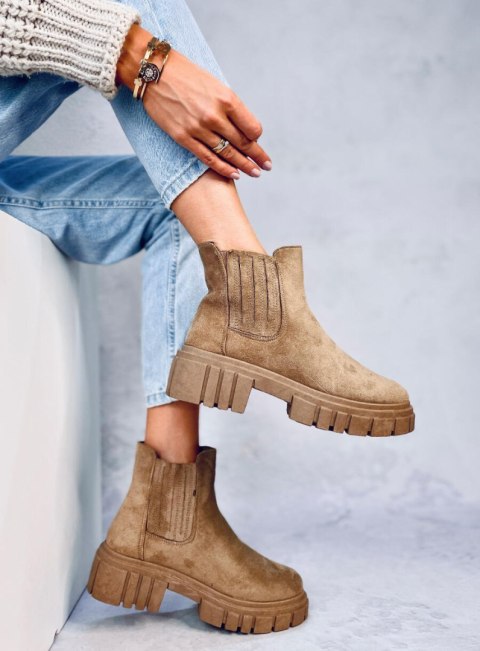 Botki damskie sztyblety LEIGH KHAKI Botki damskie sztyblety LEIGH KHAKI