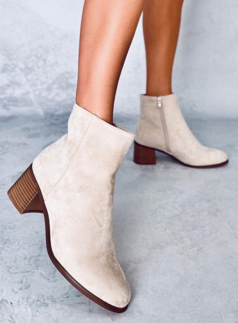 Botki na obcasie klasyczne ANNIE BEIGE Botki na obcasie klasyczne ANNIE BEIGE