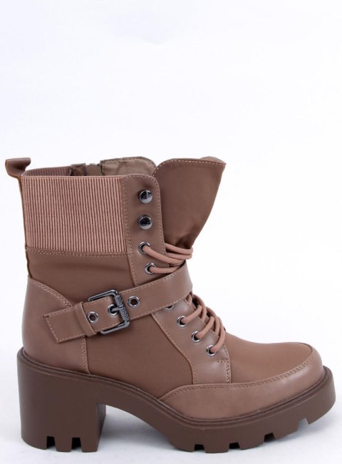 Botki na obcasie sznurowane BROOKS KHAKI Botki na obcasie sznurowane BROOKS KHAKI