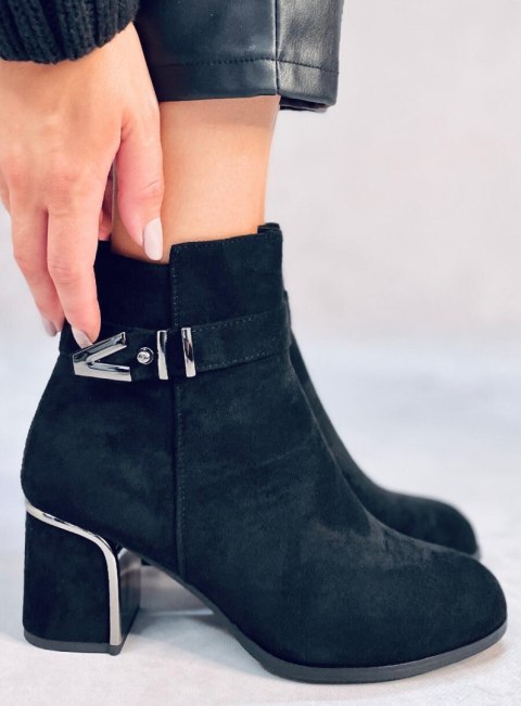 Eleganckie botki na obcasie KHALIA BLACK Eleganckie botki na obcasie KHALIA BLACK