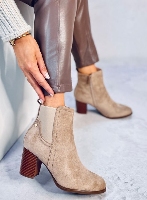 Botki klasyczne na obcasie ROSEY KHAKI Botki klasyczne na obcasie ROSEY KHAKI