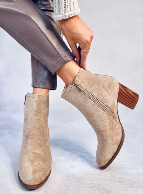 Botki klasyczne na obcasie ROSEY KHAKI Botki klasyczne na obcasie ROSEY KHAKI