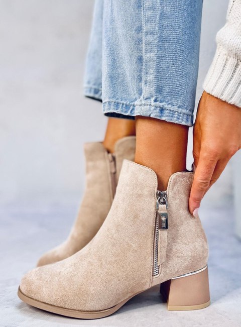 Botki na niskim obcasie LEINES BEIGE Botki na niskim obcasie LEINES BEIGE
