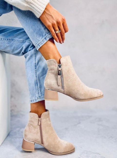 Botki na niskim obcasie LEINES BEIGE Botki na niskim obcasie LEINES BEIGE