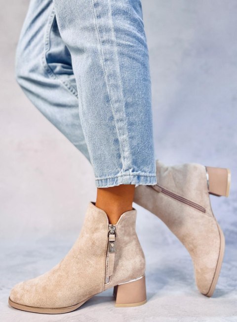 Botki na niskim obcasie LEINES BEIGE Botki na niskim obcasie LEINES BEIGE