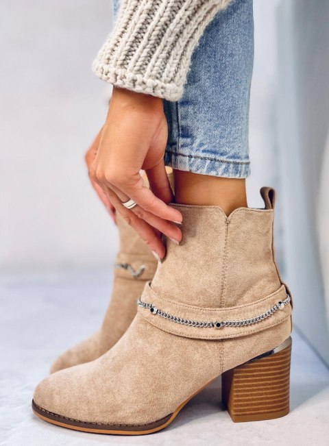Botki na obcasie zamszowe ATHING KHAKI Botki na obcasie zamszowe ATHING KHAKI