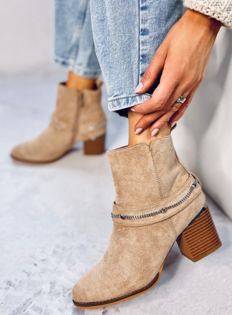 Botki na obcasie zamszowe ATHING KHAKI Botki na obcasie zamszowe ATHING KHAKI