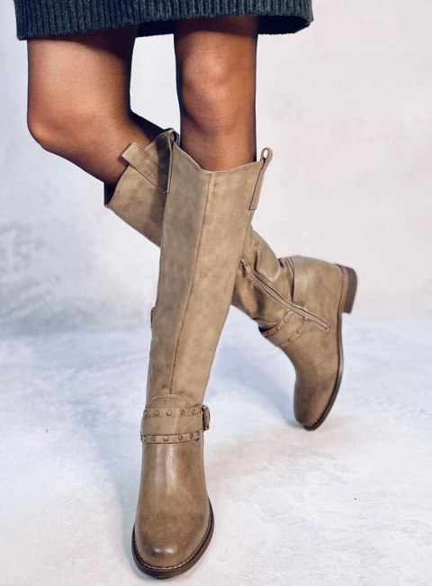 Kozaki na ukrytym koturnie WATSON KHAKI Kozaki na ukrytym koturnie WATSON KHAKI