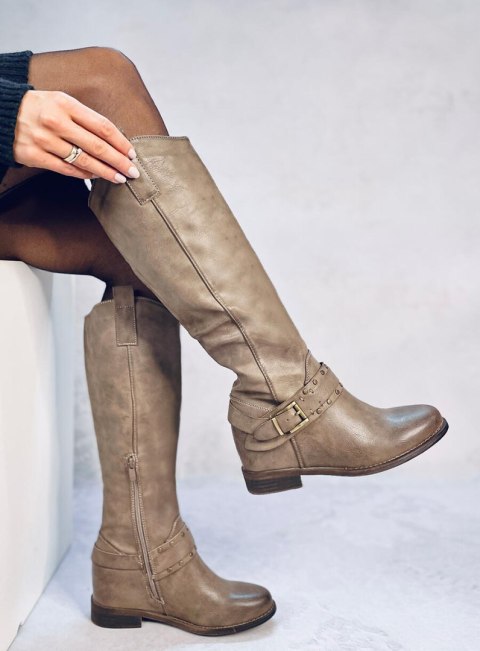 Kozaki na ukrytym koturnie WATSON KHAKI Kozaki na ukrytym koturnie WATSON KHAKI