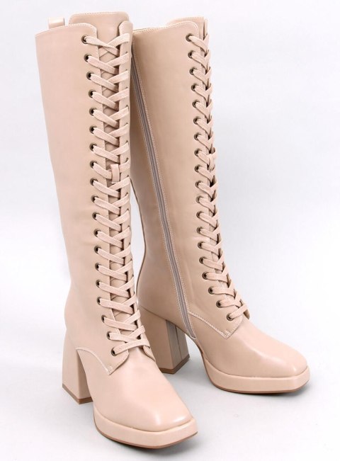 Kozaki sznurowane na szerokim obcasie WEDNESDAY BEIGE Kozaki sznurowane na szerokim obcasie WEDNESDAY BEIGE