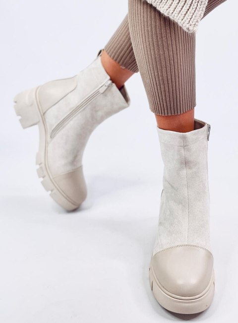 Botki na szerokim obcasie OLSON BEIGE Botki na szerokim obcasie OLSON BEIGE