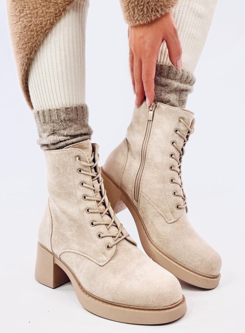 Botki sznurowane na obcasie MAYFIELD BEIGE Botki sznurowane na obcasie MAYFIELD BEIGE