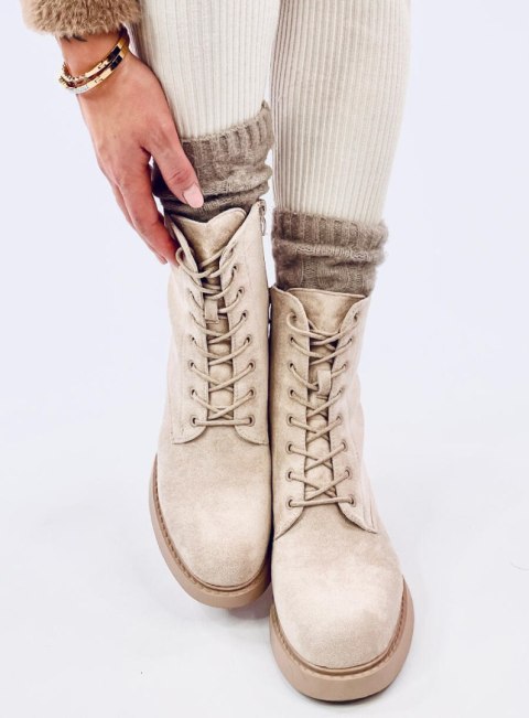 Botki sznurowane na obcasie MAYFIELD BEIGE Botki sznurowane na obcasie MAYFIELD BEIGE