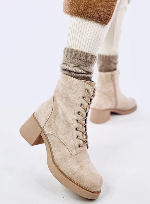 Botki sznurowane na obcasie MAYFIELD BEIGE Botki sznurowane na obcasie MAYFIELD BEIGE